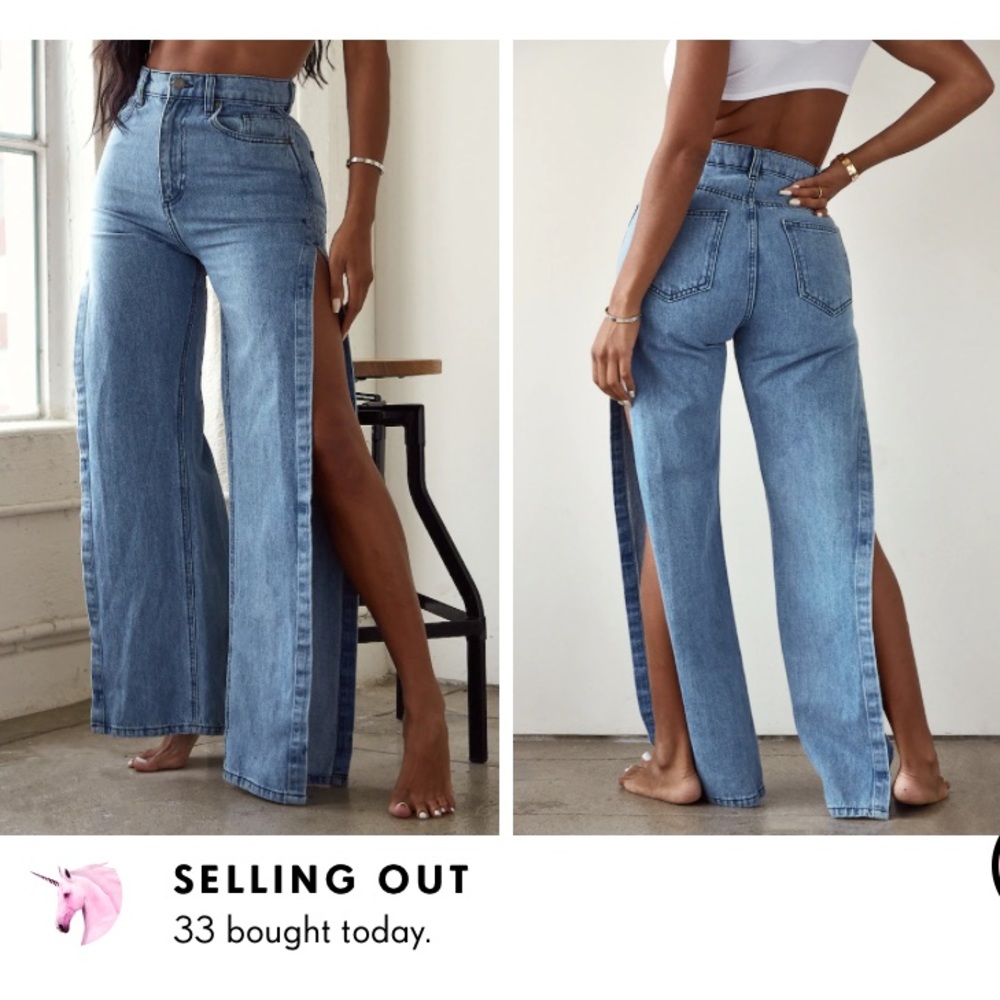 PrettyLittleThing Shape Vintage Wash Extreme Split Detail Jeans